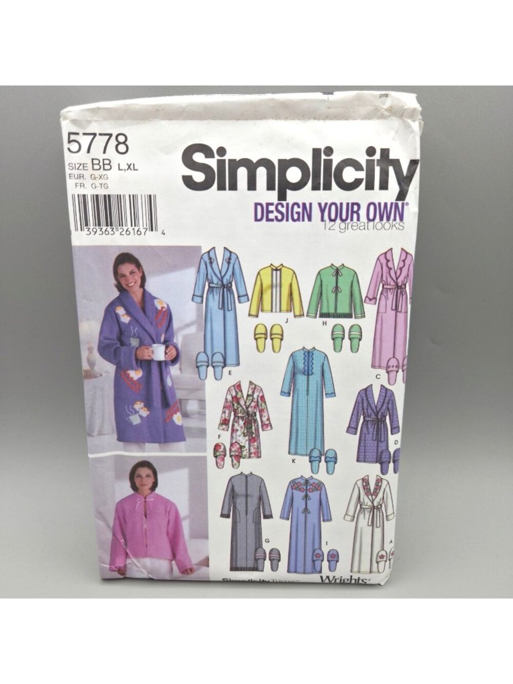 Simplicity 5778 Design Your Own Sewing Pattern Robes & Slippers L XL Uncut